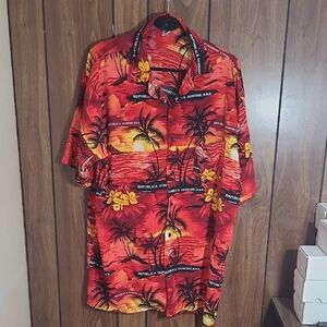 Vibrant Red Tropical Hawaiian Shirt